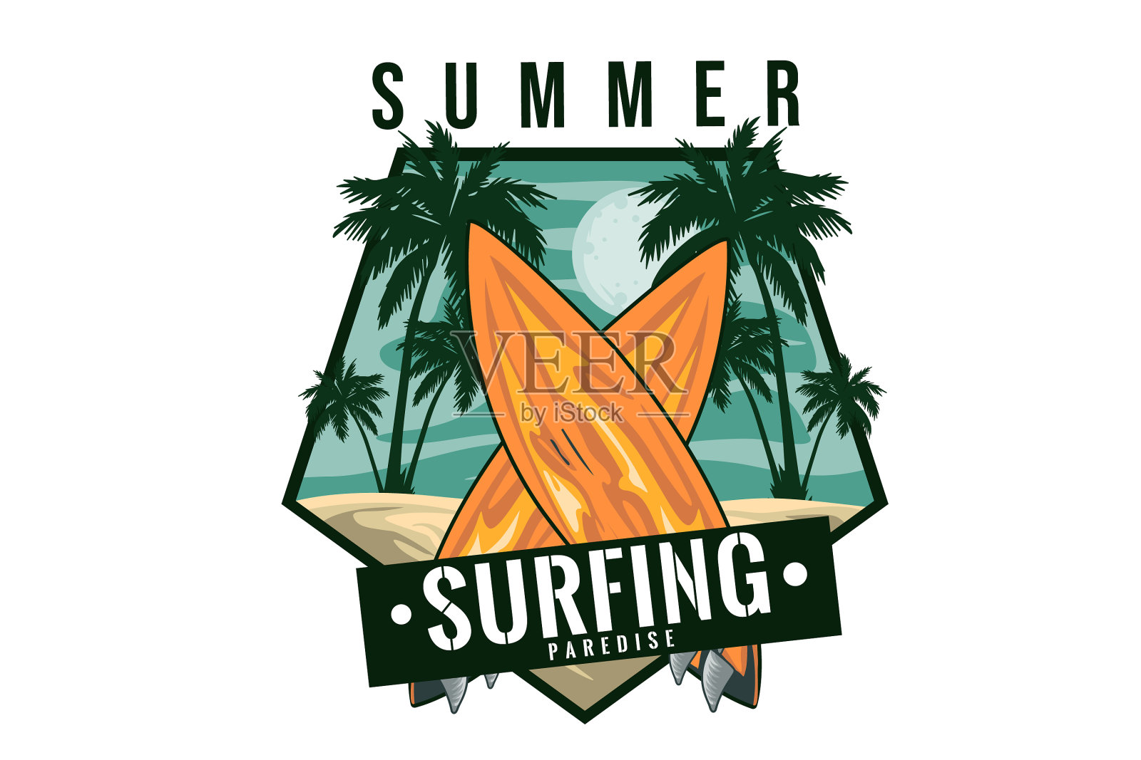 夏日冲浪乐园设计插画图片素材