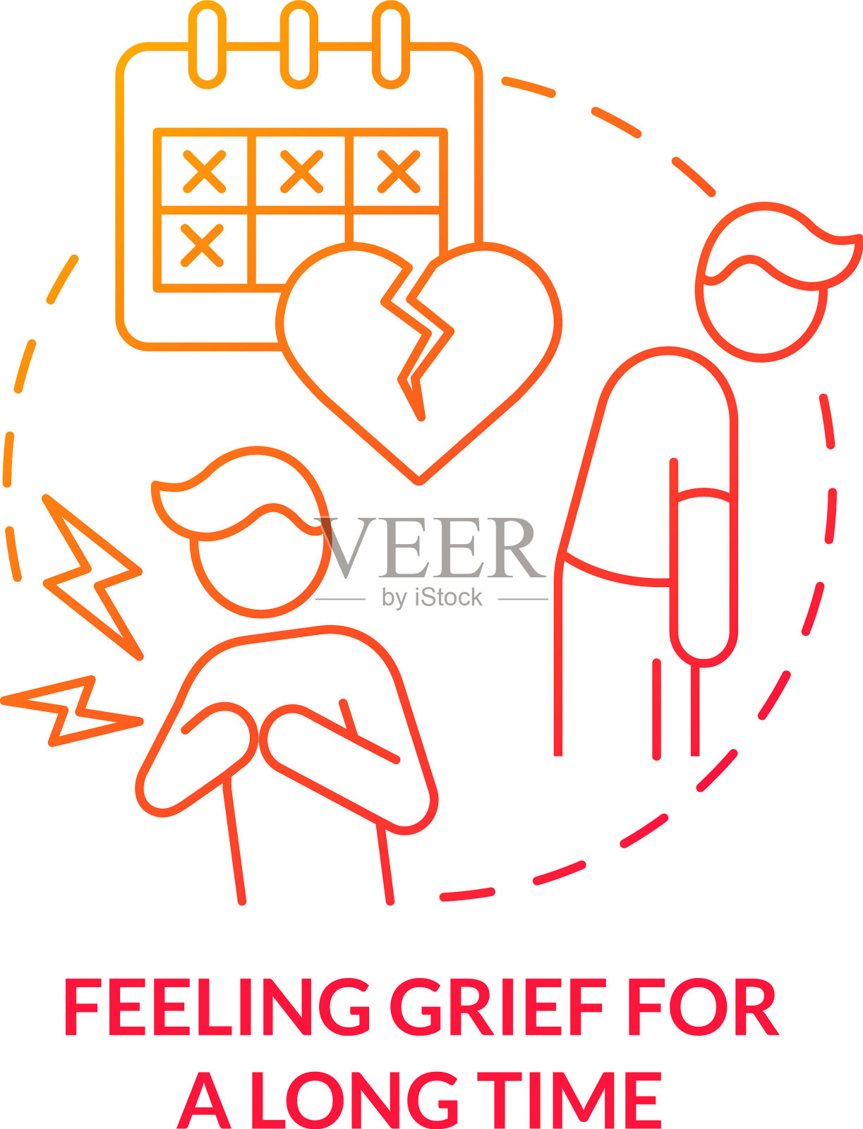 情悲切久，红梯度观插画图片素材