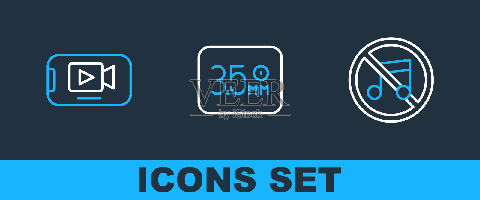 设置线路扬声器静音，在线播放视频和音频插孔图标。向量图标素材