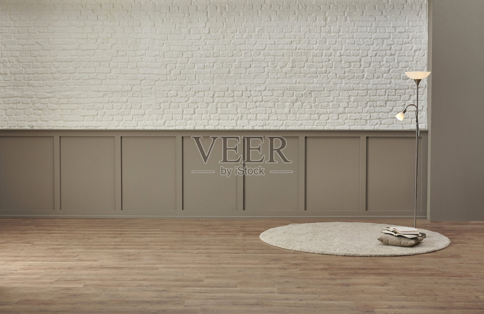 阅览室书架旧砖墙温馨的室内装饰照片摄影图片