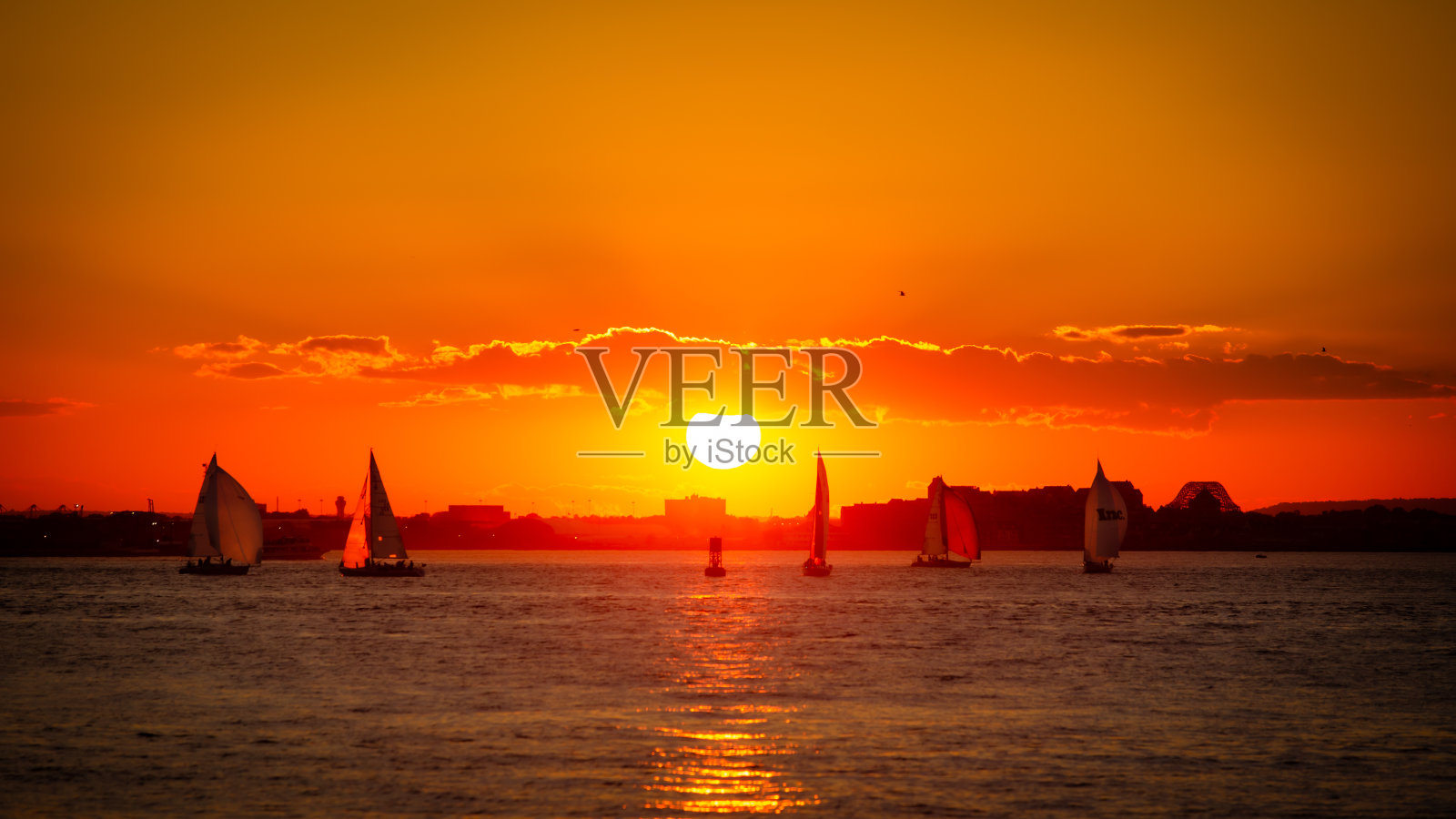 哈德逊河上的日落照片摄影图片