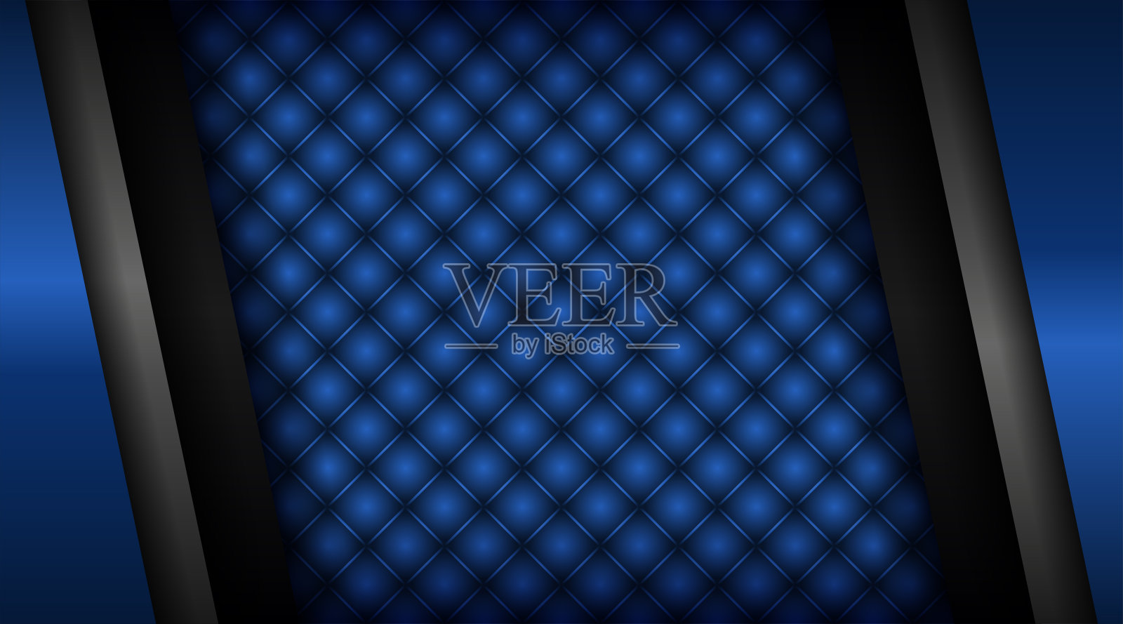 抽象蓝光黑色设计现代奢华未来科技背景矢量插图。对比深灰色几何条纹技术旗帜设计插画图片素材