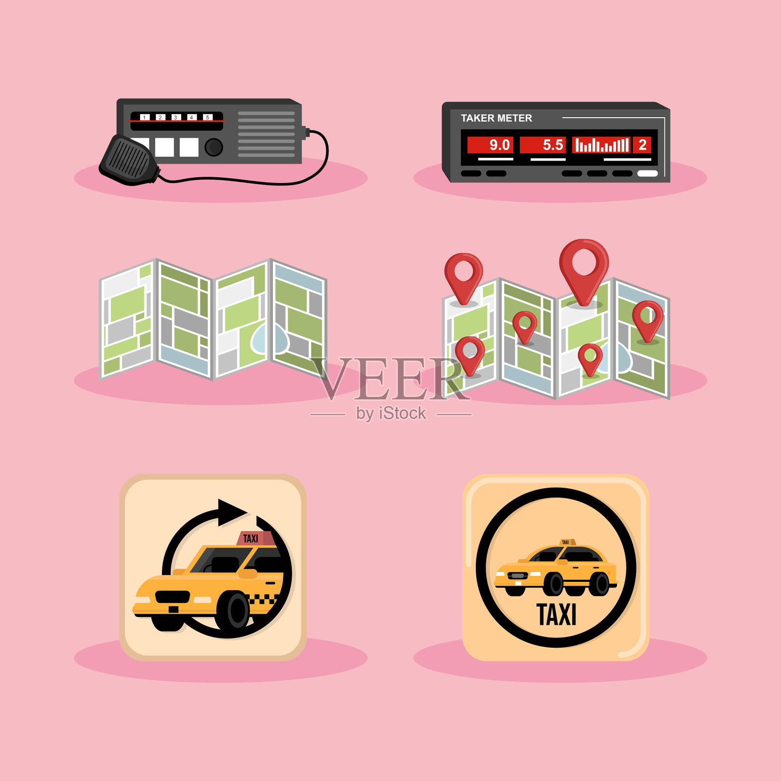 出租车服务图标插画图片素材