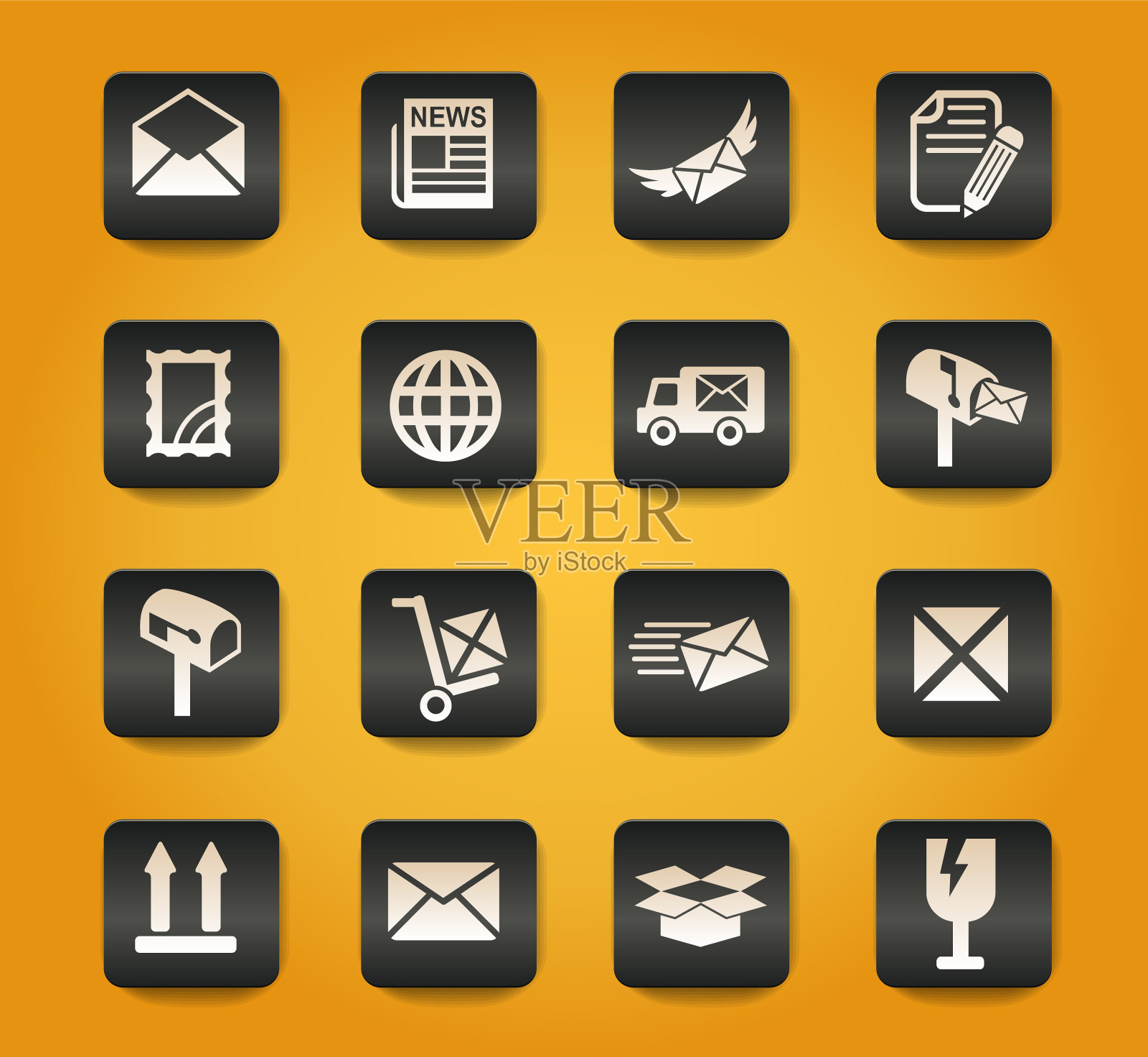 邮政服务图标集图标素材