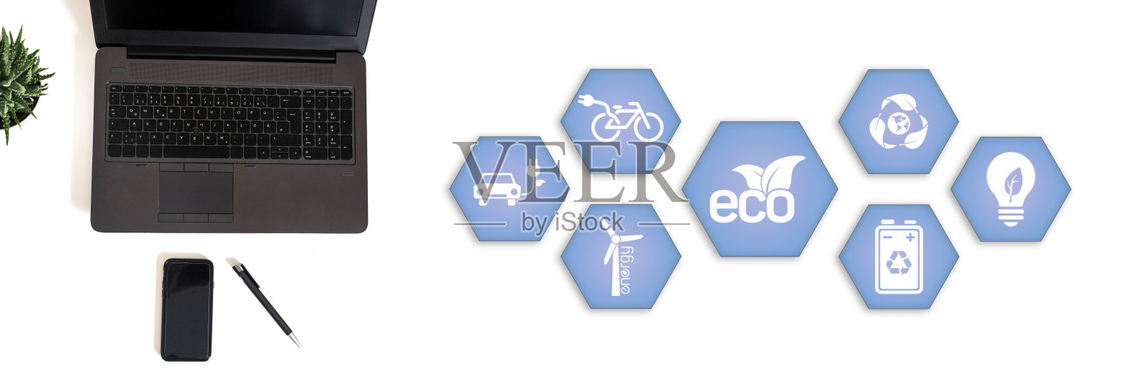 商人和团队一起工作，通过虚拟现代智能手机来减少二氧化碳排放，碳足迹，气候变化，限制全球变暖。可持续发展和绿色经营理念照片摄影图片