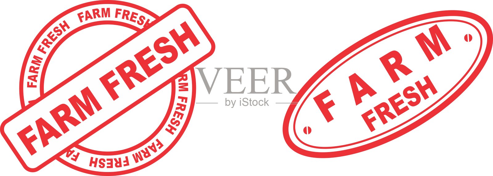 农场新鲜的文本红色邮票贴纸插画图片素材