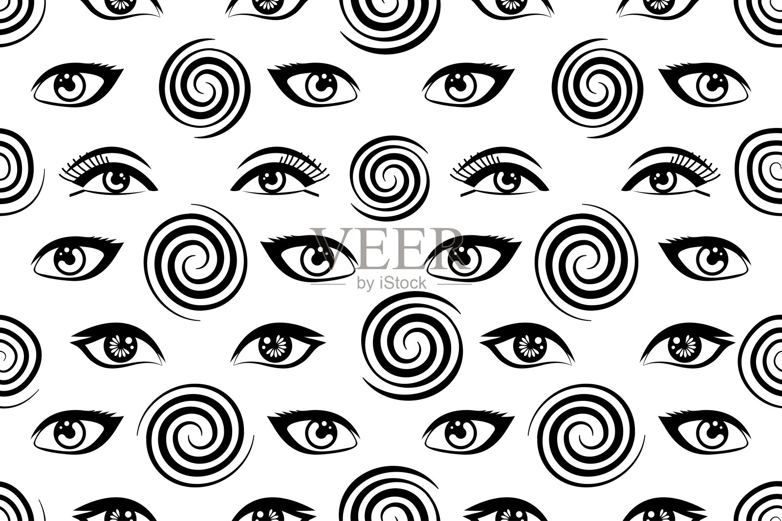 女人旋转的眼睛插画图片素材