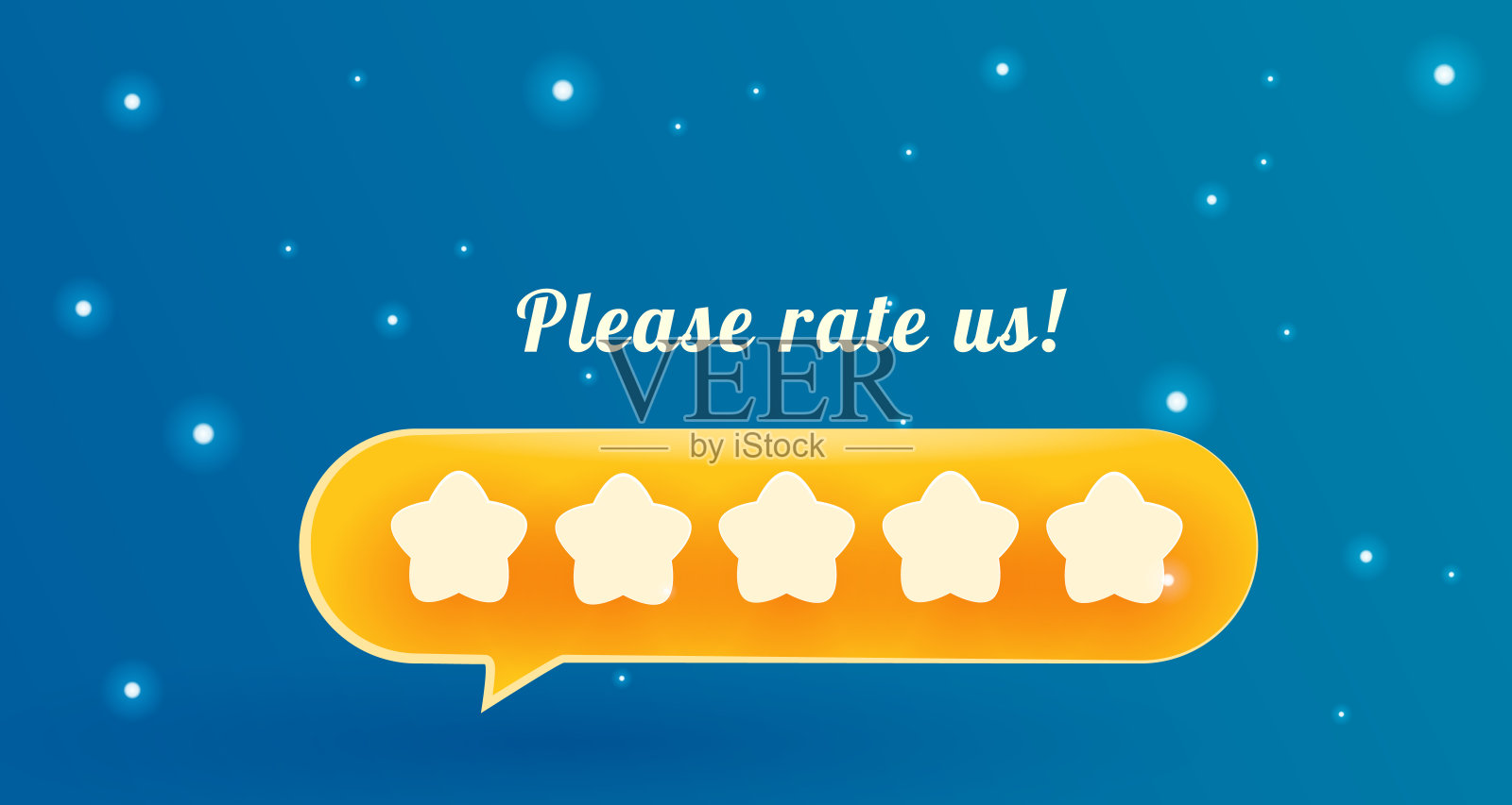 向量星评级。横幅为客户评价或投票。五颗星。产品评级或客户满意度。有五星的语音泡泡。插画图片素材