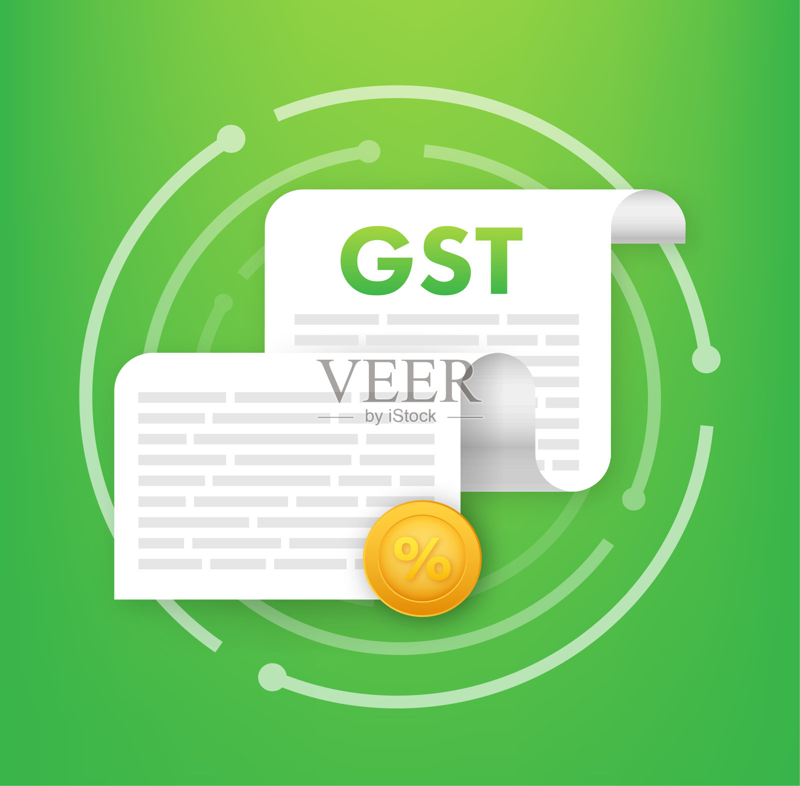 商品和服务税GST，对供应的间接税。矢量插图。插画图片素材