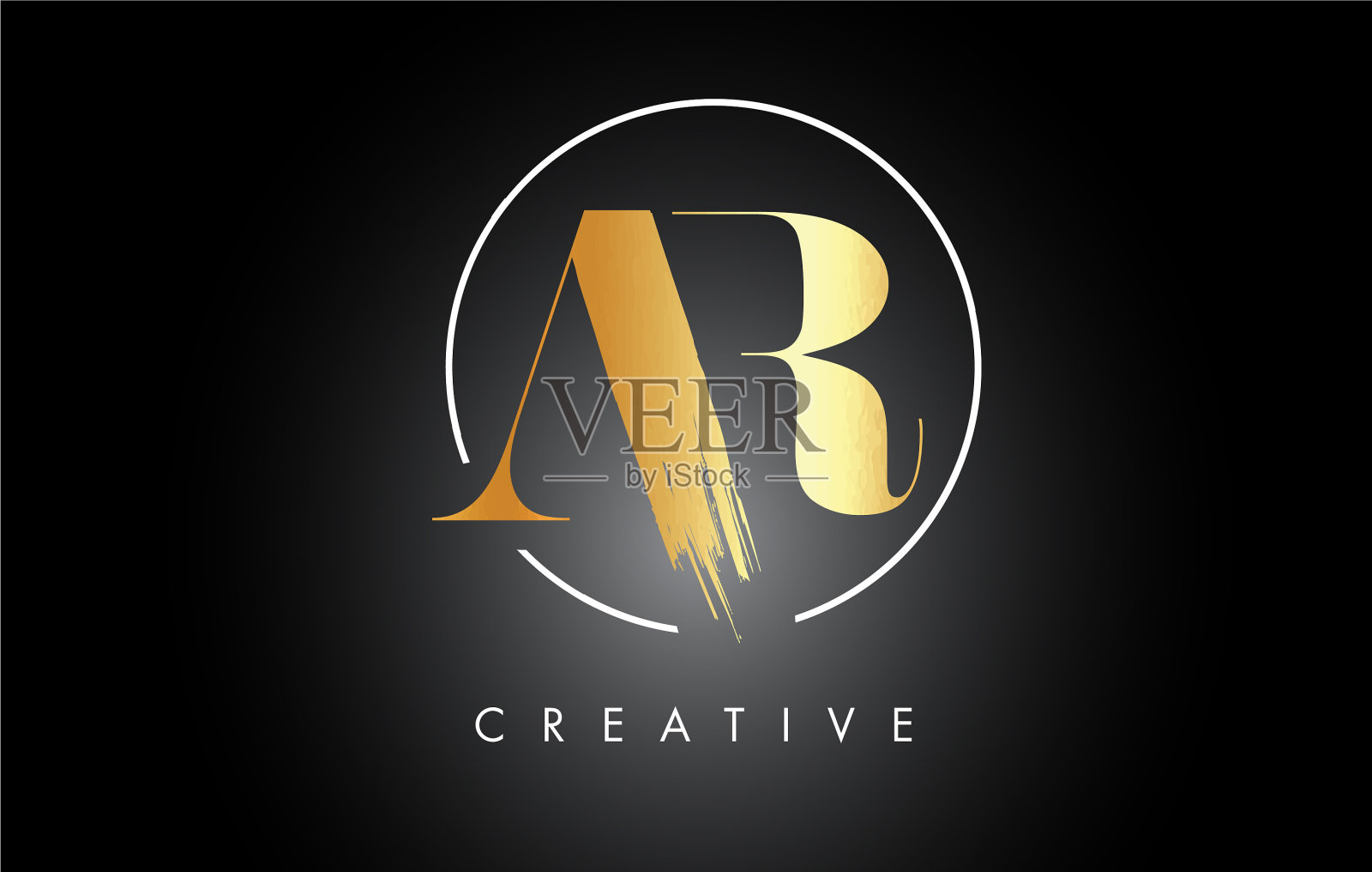 金色的ar笔画字母标志设计黑色插画图片素材