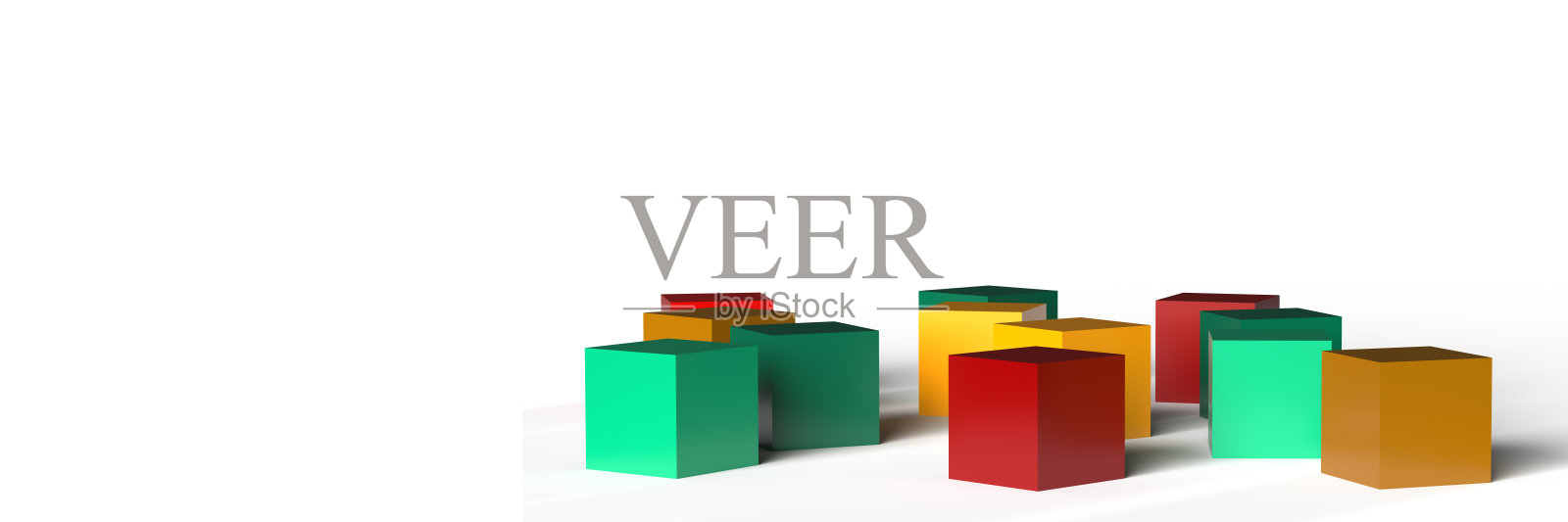 一组几何的彩色立方体照片摄影图片