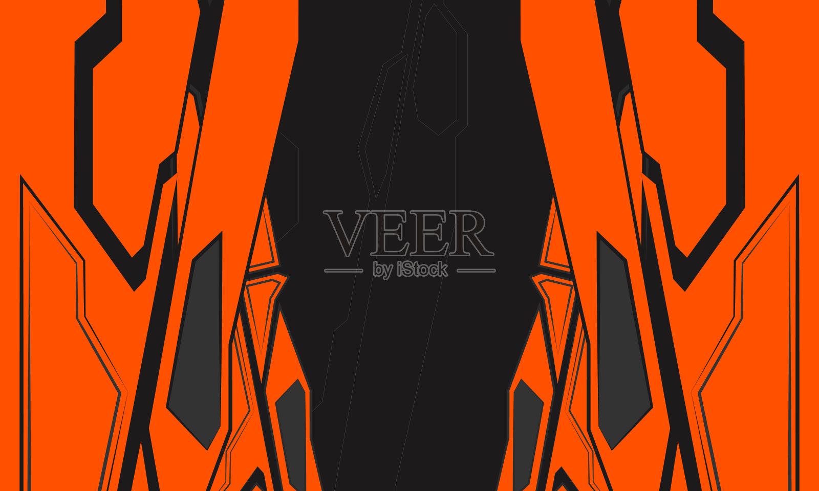 技术未来的橙色和黑色机器人游戏抽象背景。电子平背景。插画图片素材