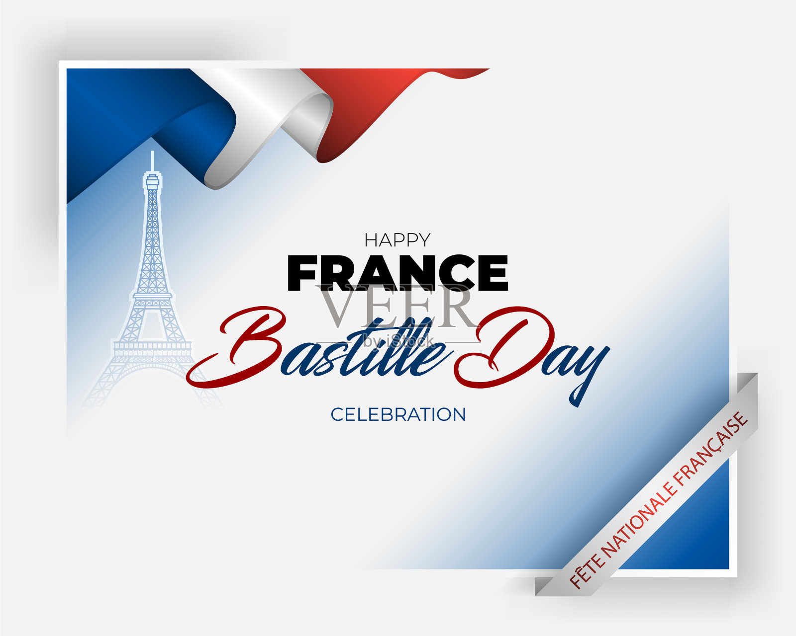 法国国庆假日，巴士底日庆祝活动插画图片素材