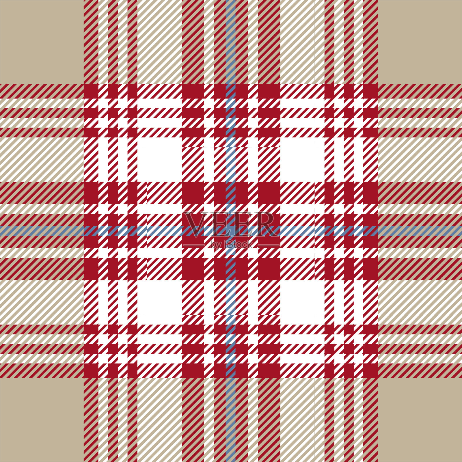 红色和米色格子呢格子图案织物斯沃琪插画图片素材