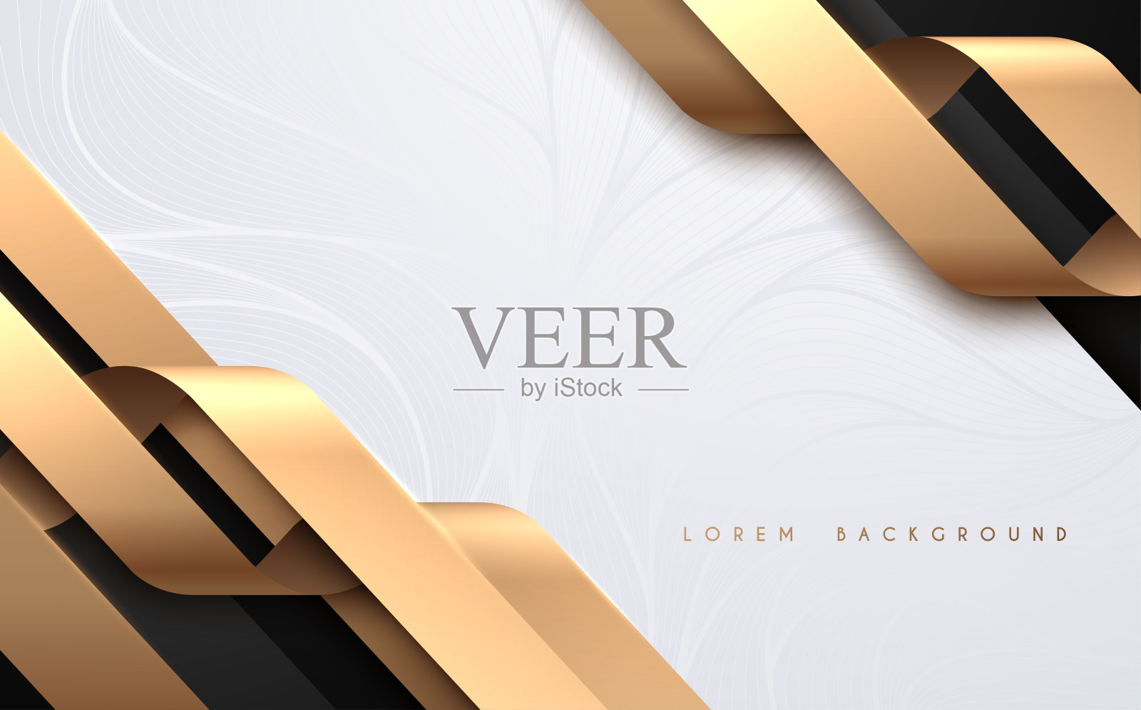 抽象的黑白背景与金色丝带插画图片素材