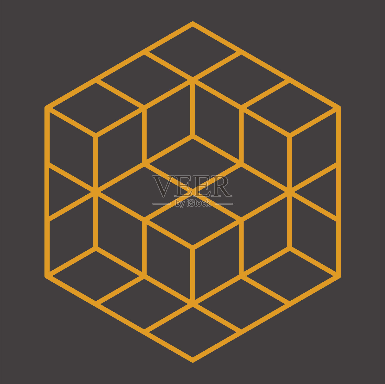 六边形和立方体的视错觉设计插画图片素材