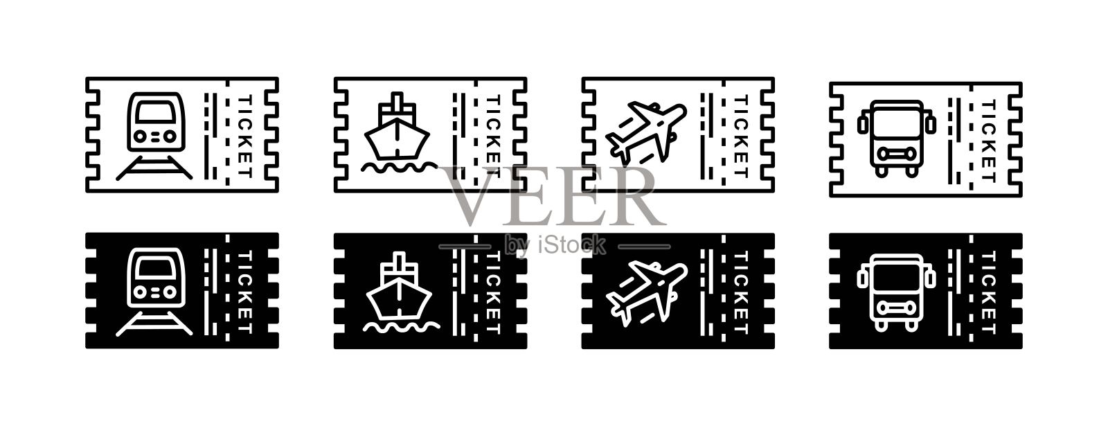 矢量图标设置运输票插画图片素材