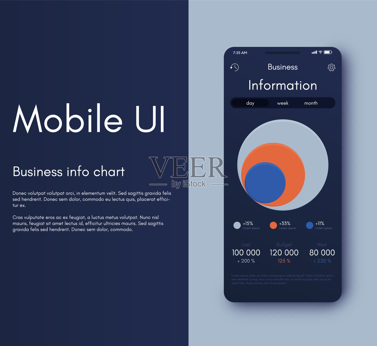 商业手册的现代信息图形矢量元素。适用于网站，公司宣传册，广告和市场营销。饼状图、折线图、条形图和时间线。插画图片素材