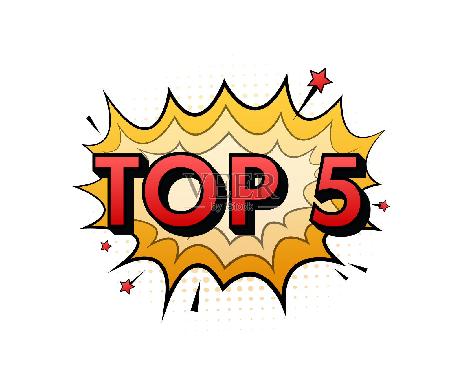 漫画演讲气泡文本top5。霓虹灯痒图标。标志、不干胶标签、特价标签、广告标识。向量股票插图插画图片素材