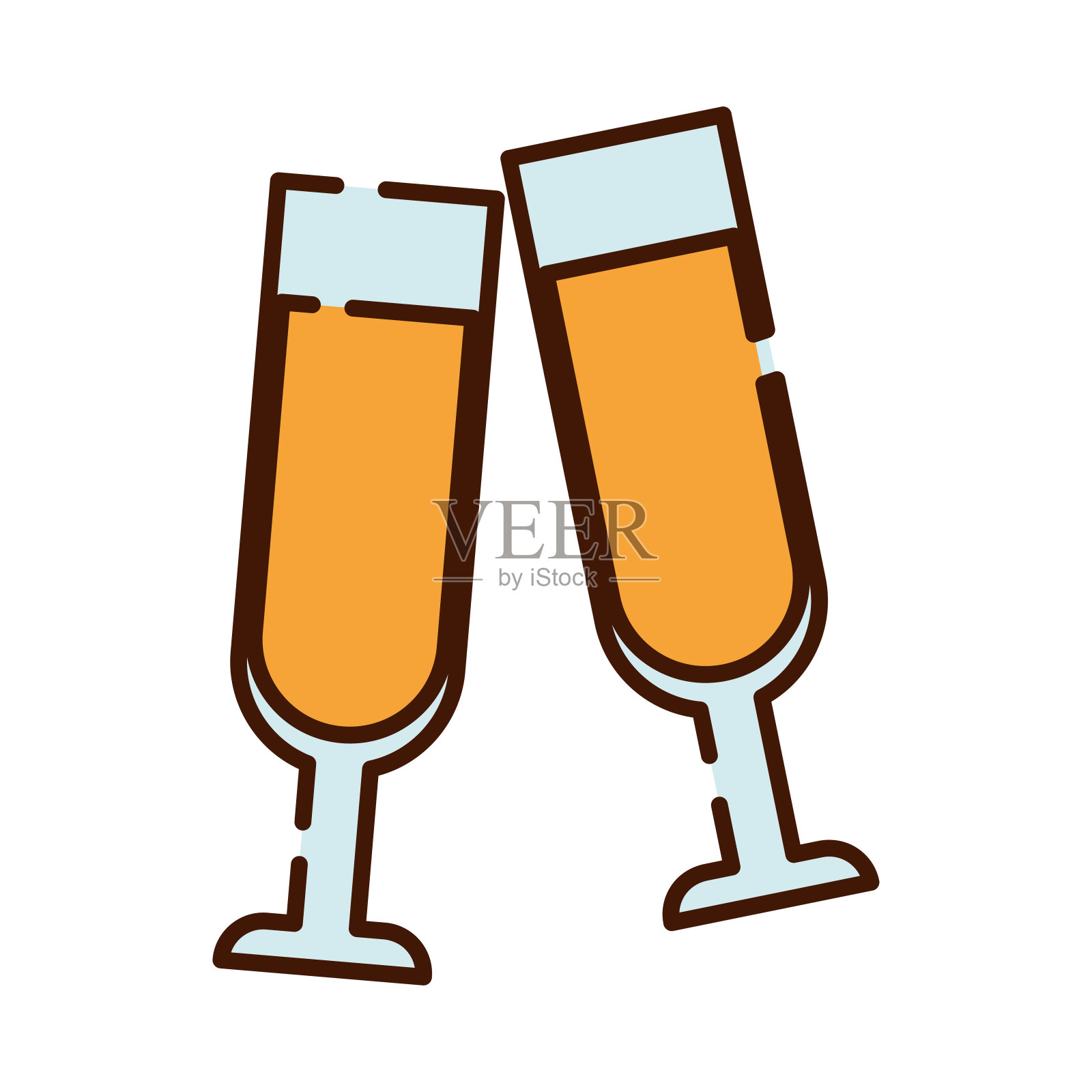 酒杯装酒平设计图标矢量插画图片素材