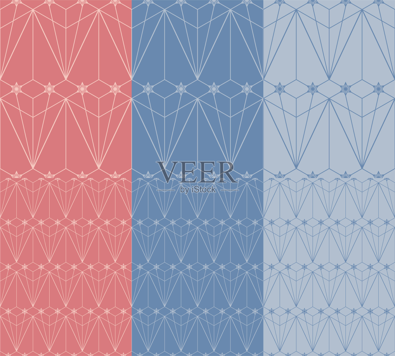 一套无缝的艺术装饰几何节日图案插画图片素材