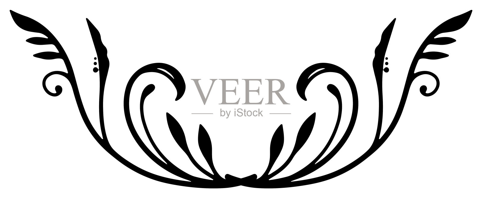 手绘的单色常春藤图案单项目矢量材料插画图片素材