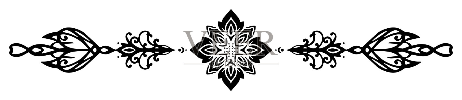 手绘的单色常春藤图案单项目矢量材料插画图片素材