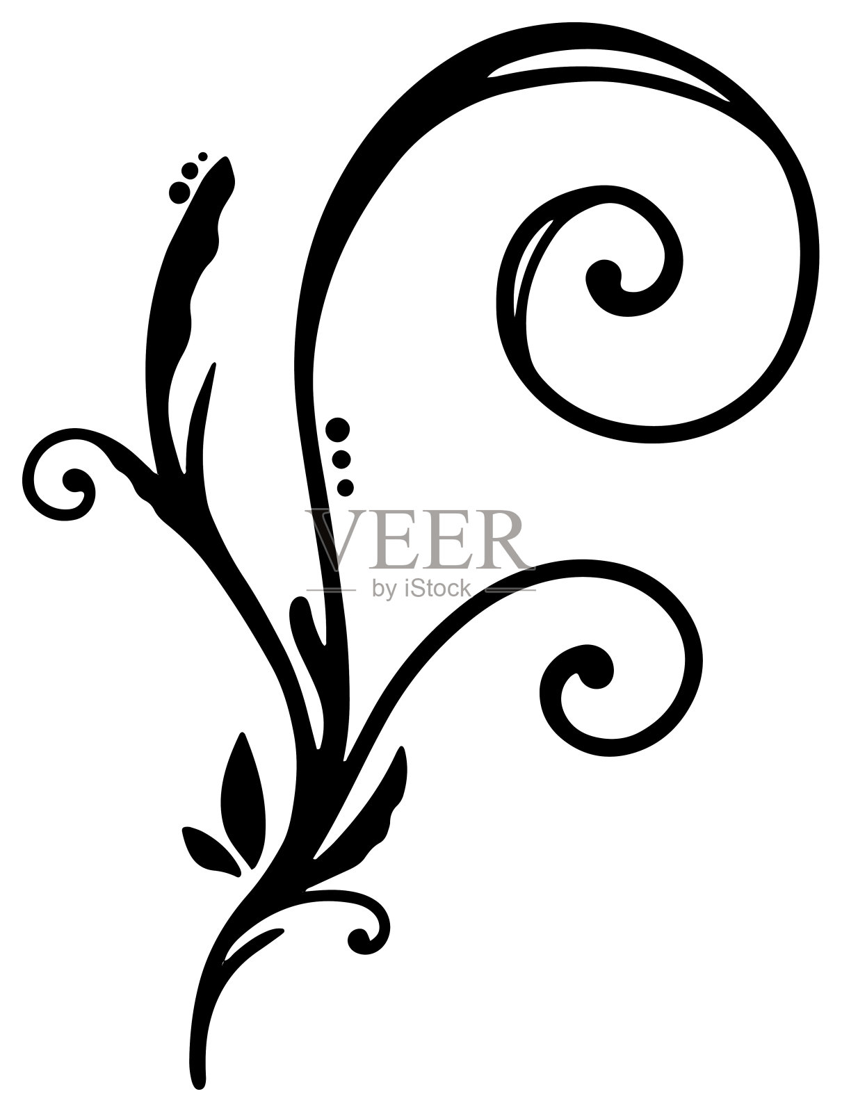 手绘的单色常春藤图案单项目矢量材料设计元素图片