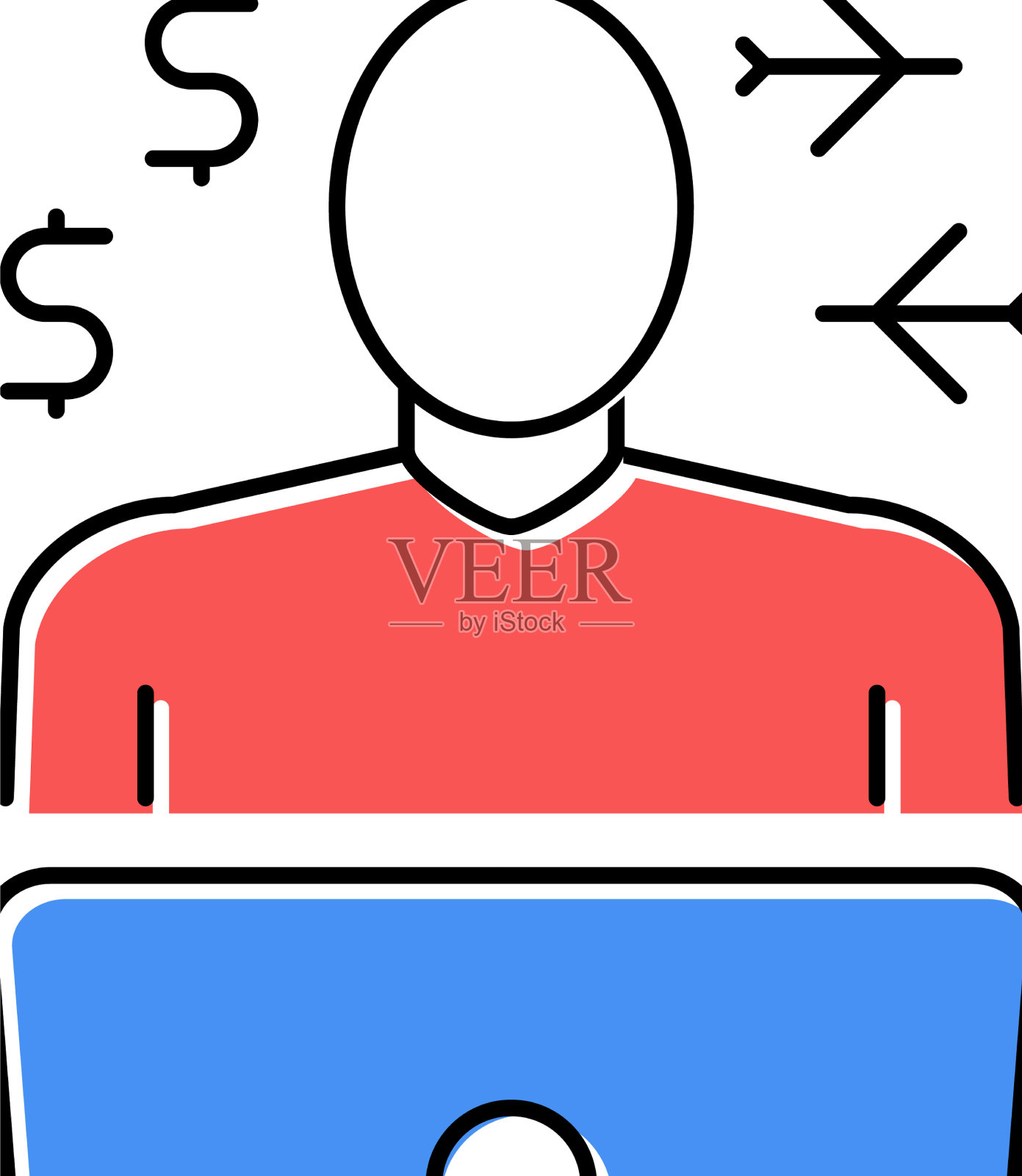 自由职业者工作和旅行的颜色图标设计元素图片