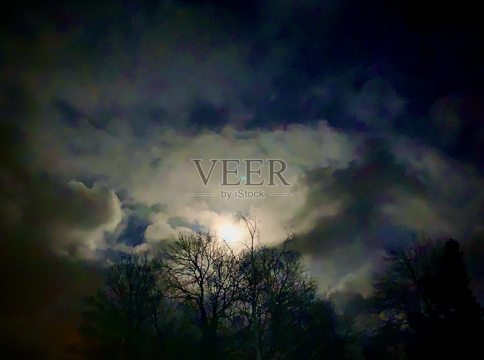 满月落在狮子座照片摄影图片