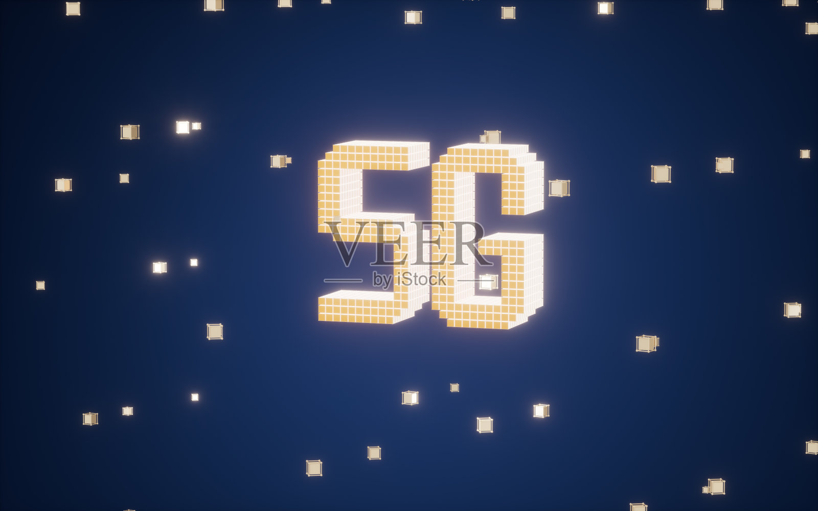 5G无线通信技术，蓝色背景，3d渲染。照片摄影图片