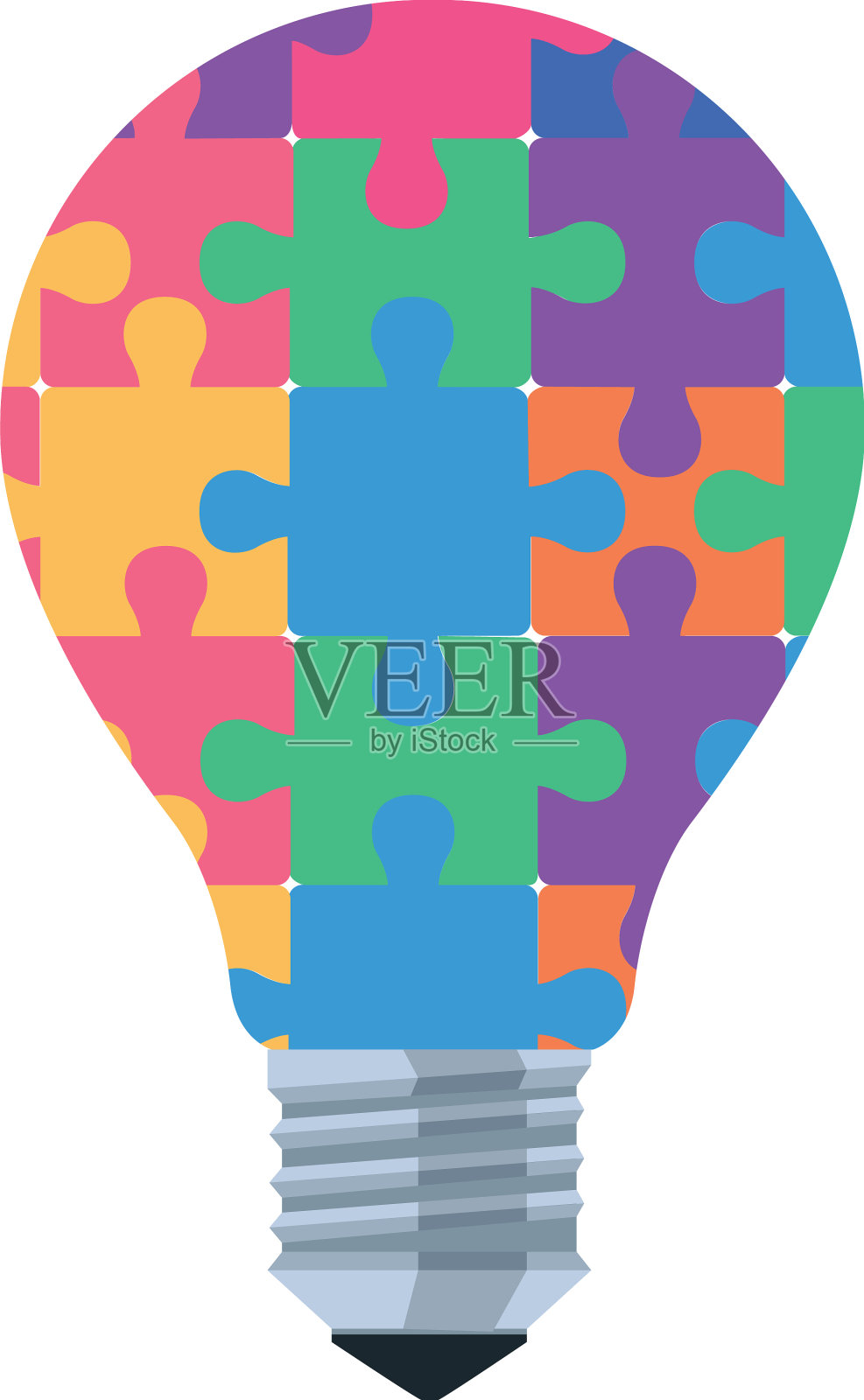 拼图灯泡光插画图片素材