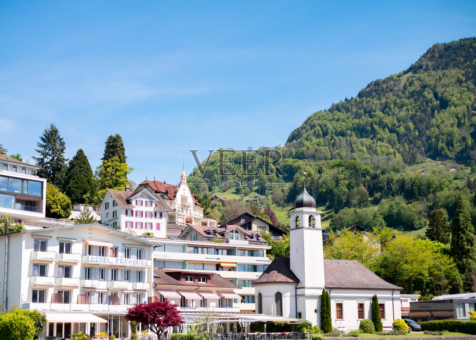 山腰欧洲村照片摄影图片