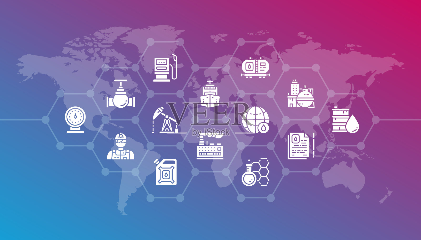 石油工业平面设计概念图。燃料卡车，工程师，汽油，货船的网站横幅和着陆页。插画图片素材