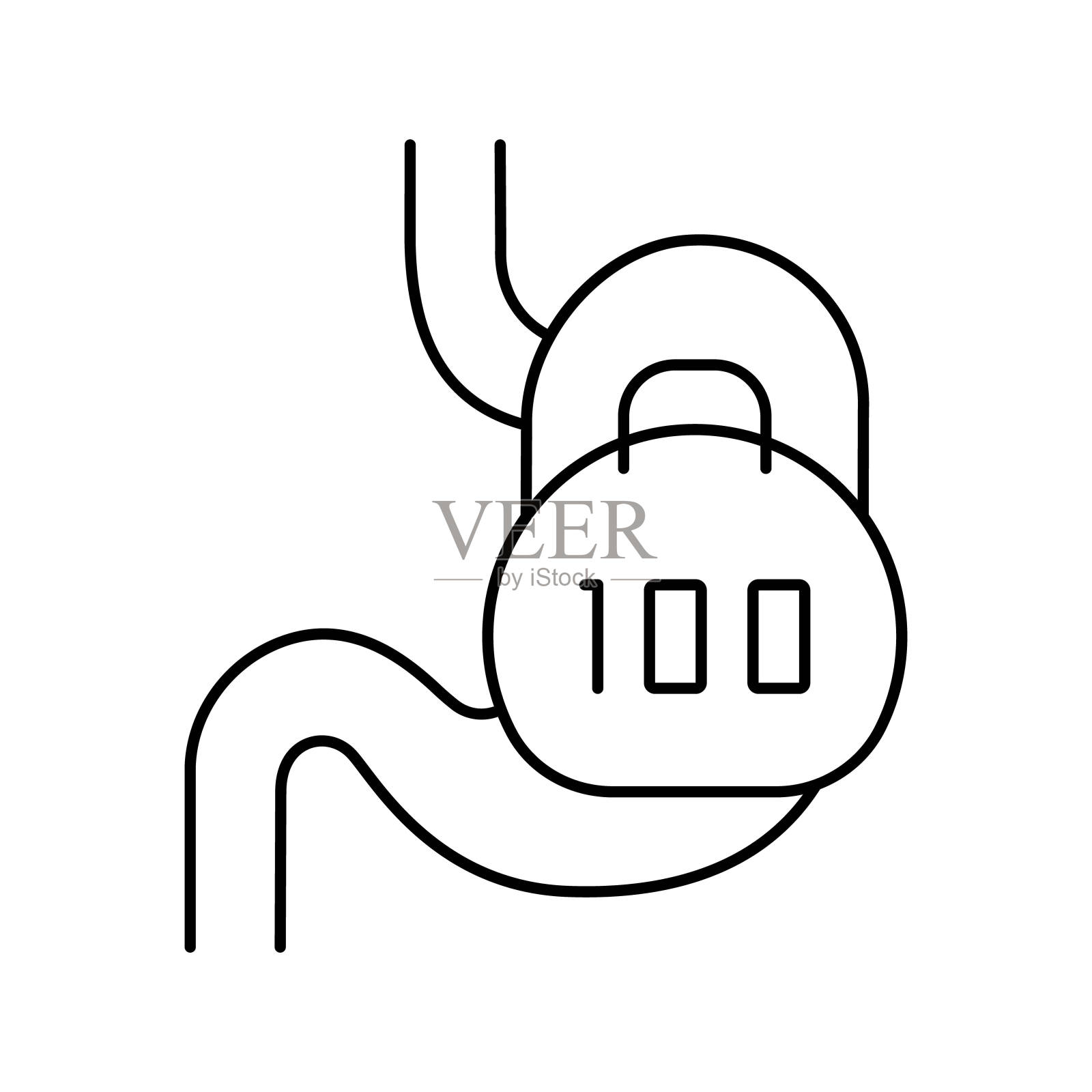 严重胃线图标矢量插图插画图片素材
