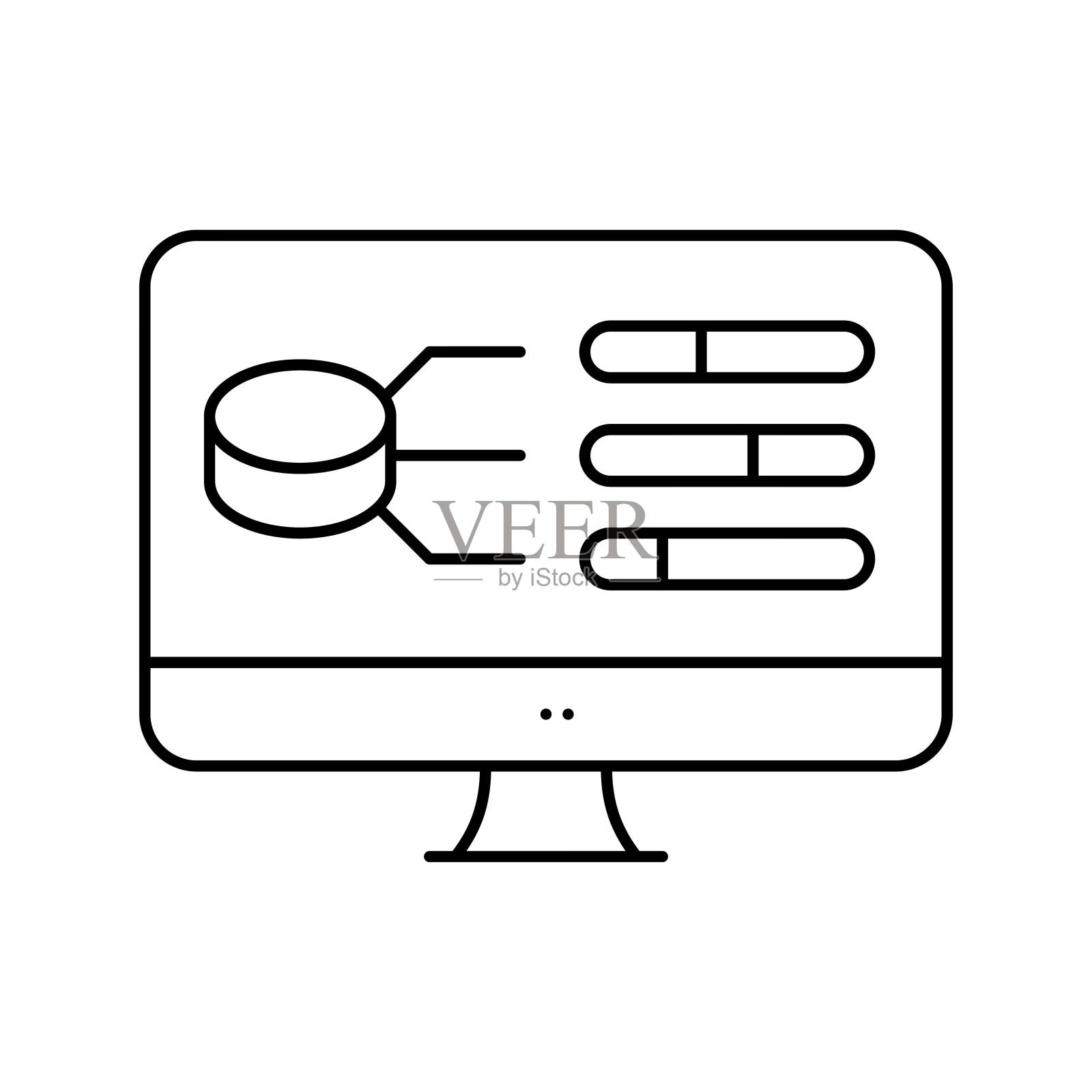 模型选择数字处理线图标矢量插图插画图片素材