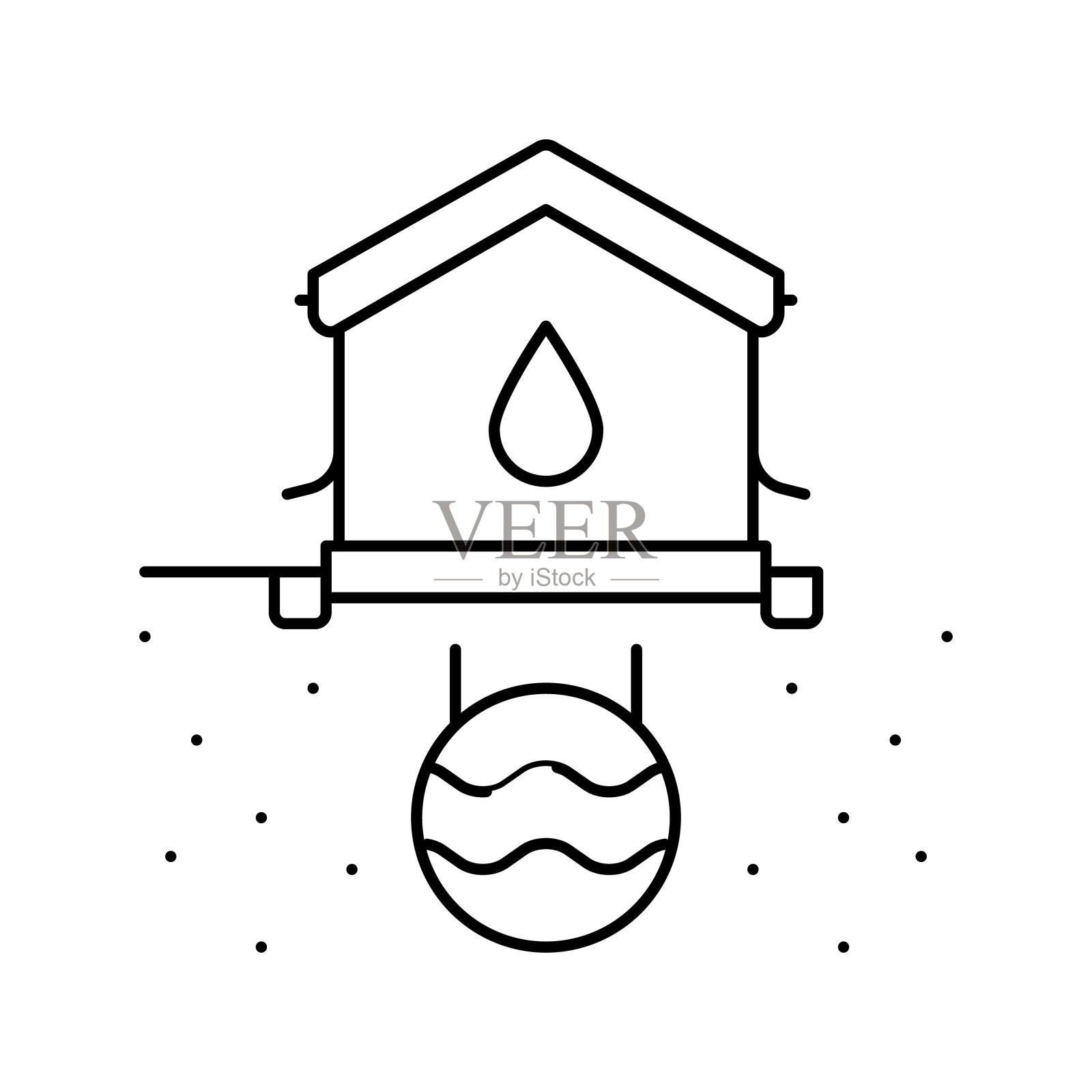 房子排水系统线图标矢量插图插画图片素材
