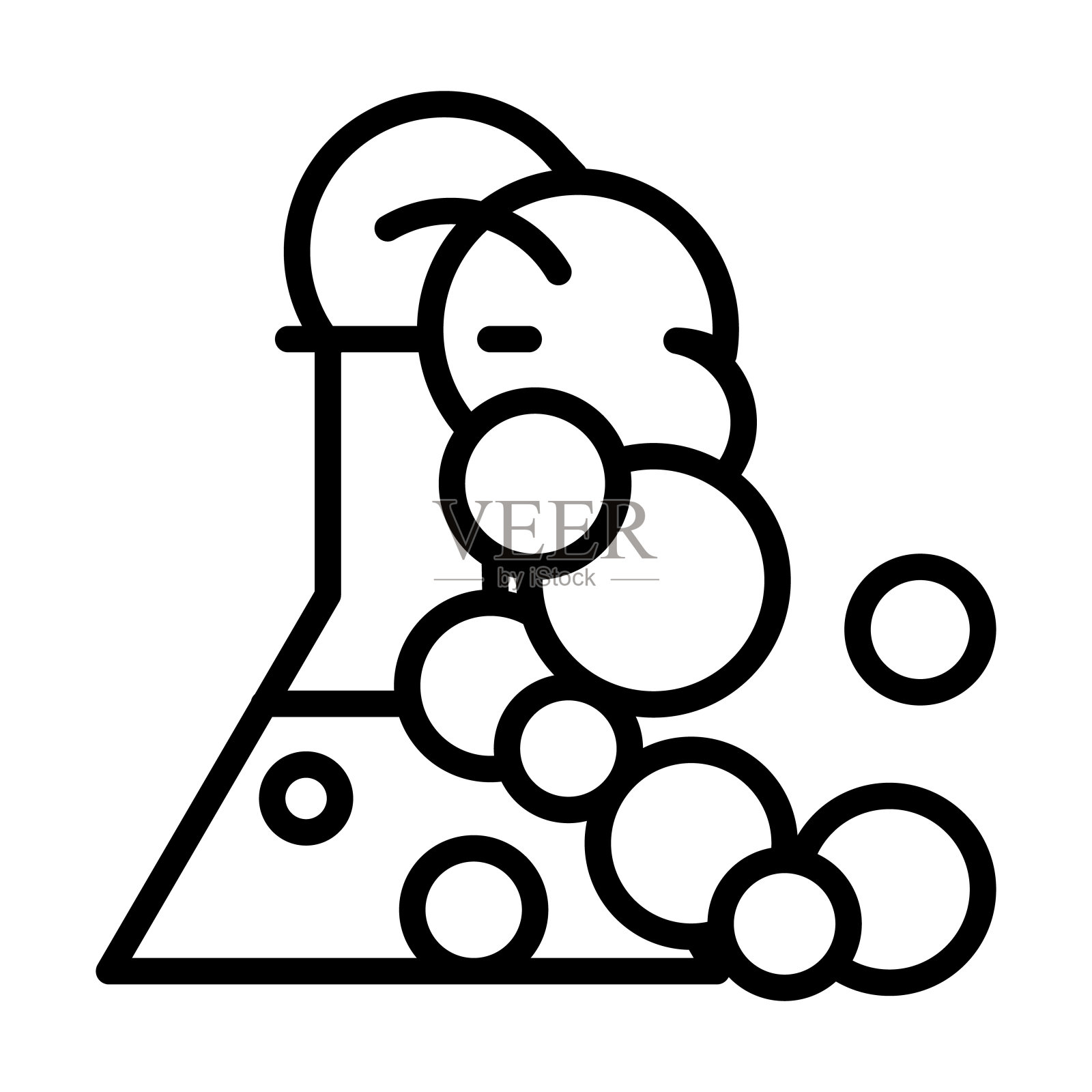 化学反应图标从化学收集。薄线性化学反应，反应，化学轮廓图标孤立在白色背景上。线矢量化学反应符号，符号为网和。插画图片素材