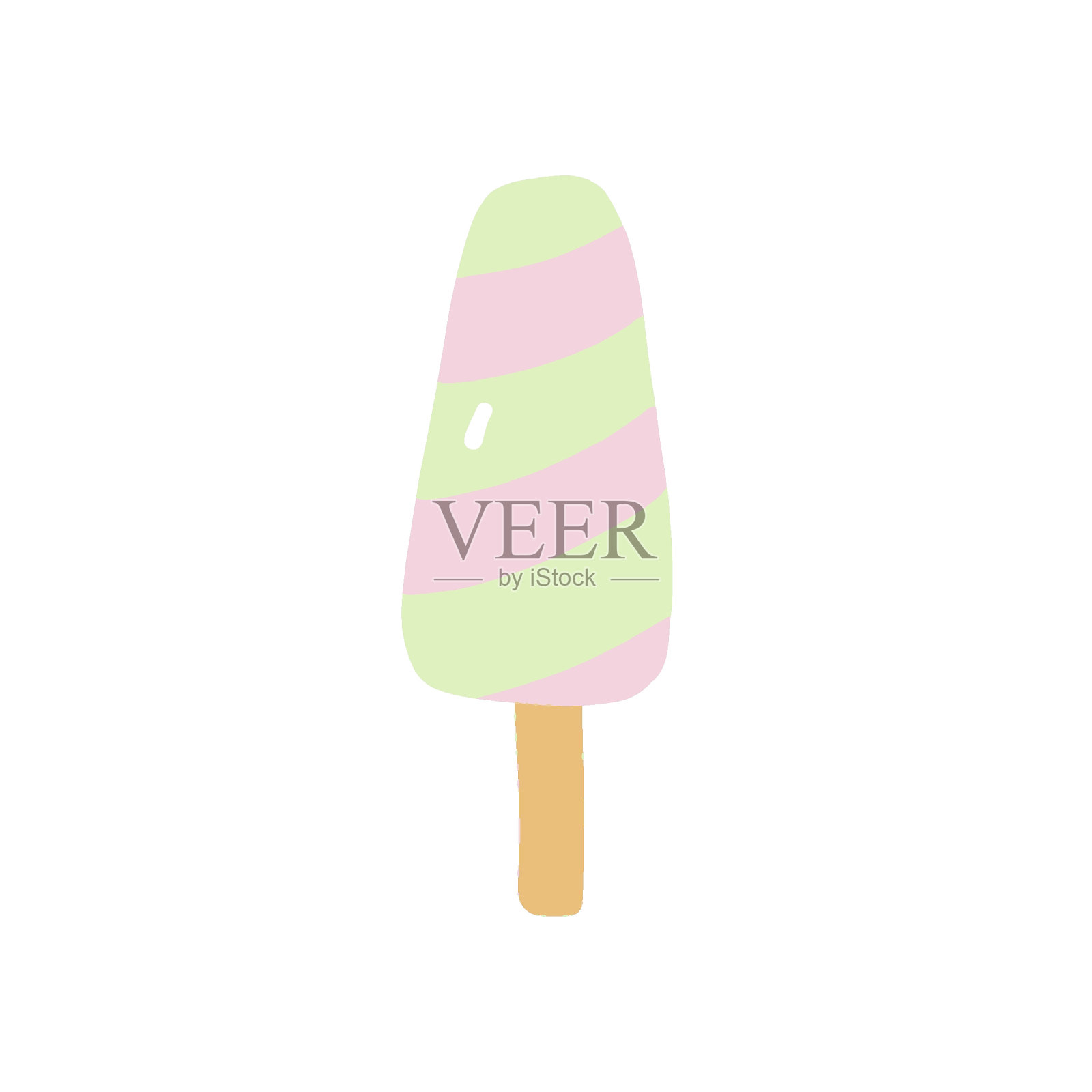 色彩鲜艳的冰棒。夏天冰淇淋甜点可爱的卡通矢量插图。手绘冰淇淋插画图片素材