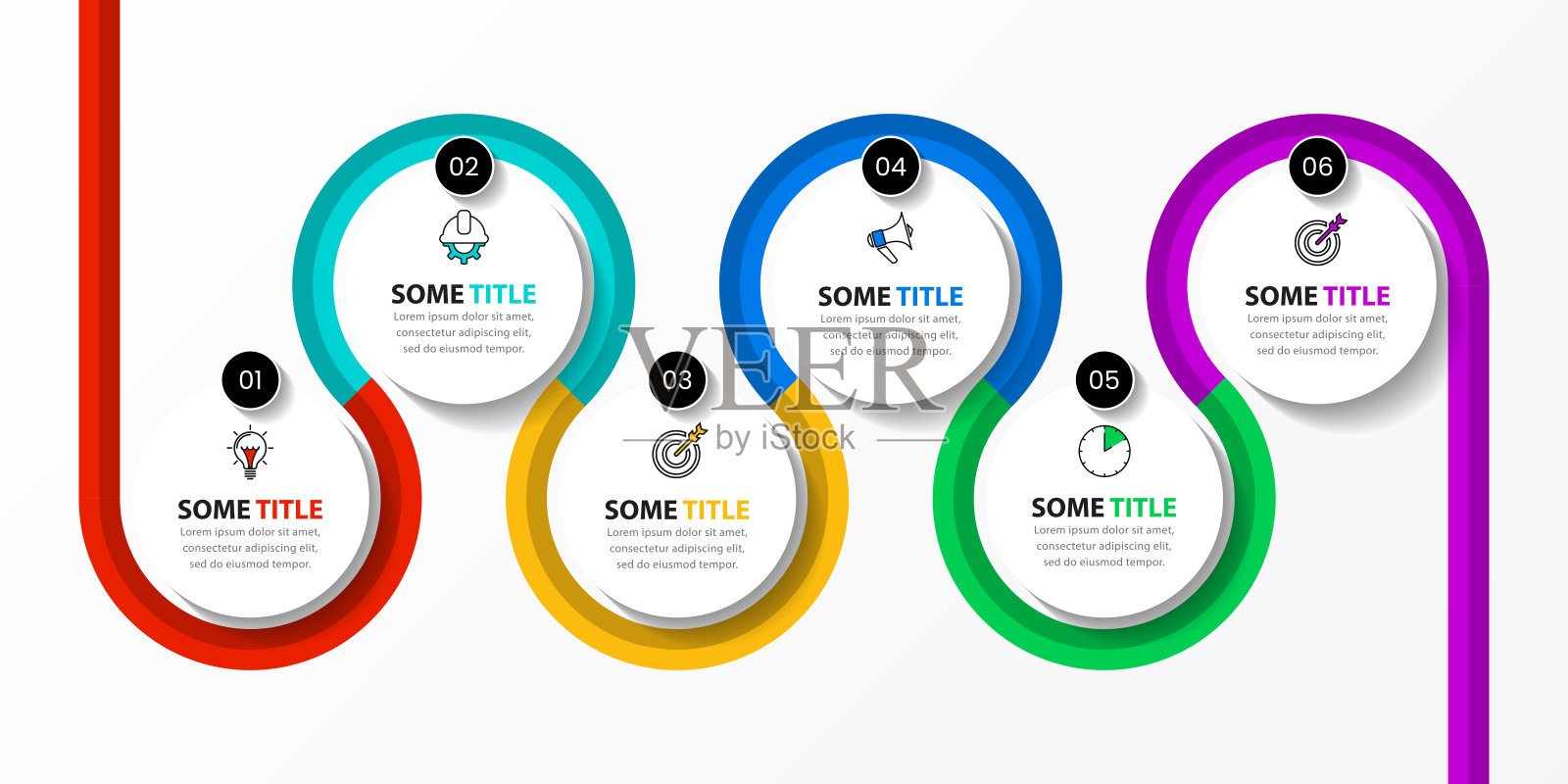 信息图形模板图标和6个选项或步骤。时间轴插画图片素材