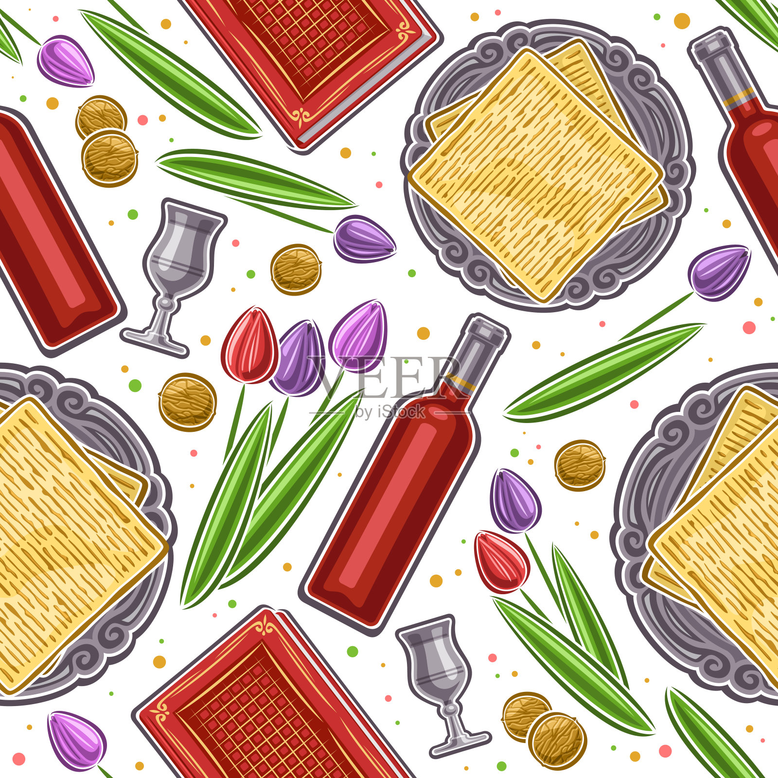 矢量逾越节无缝图案插画图片素材