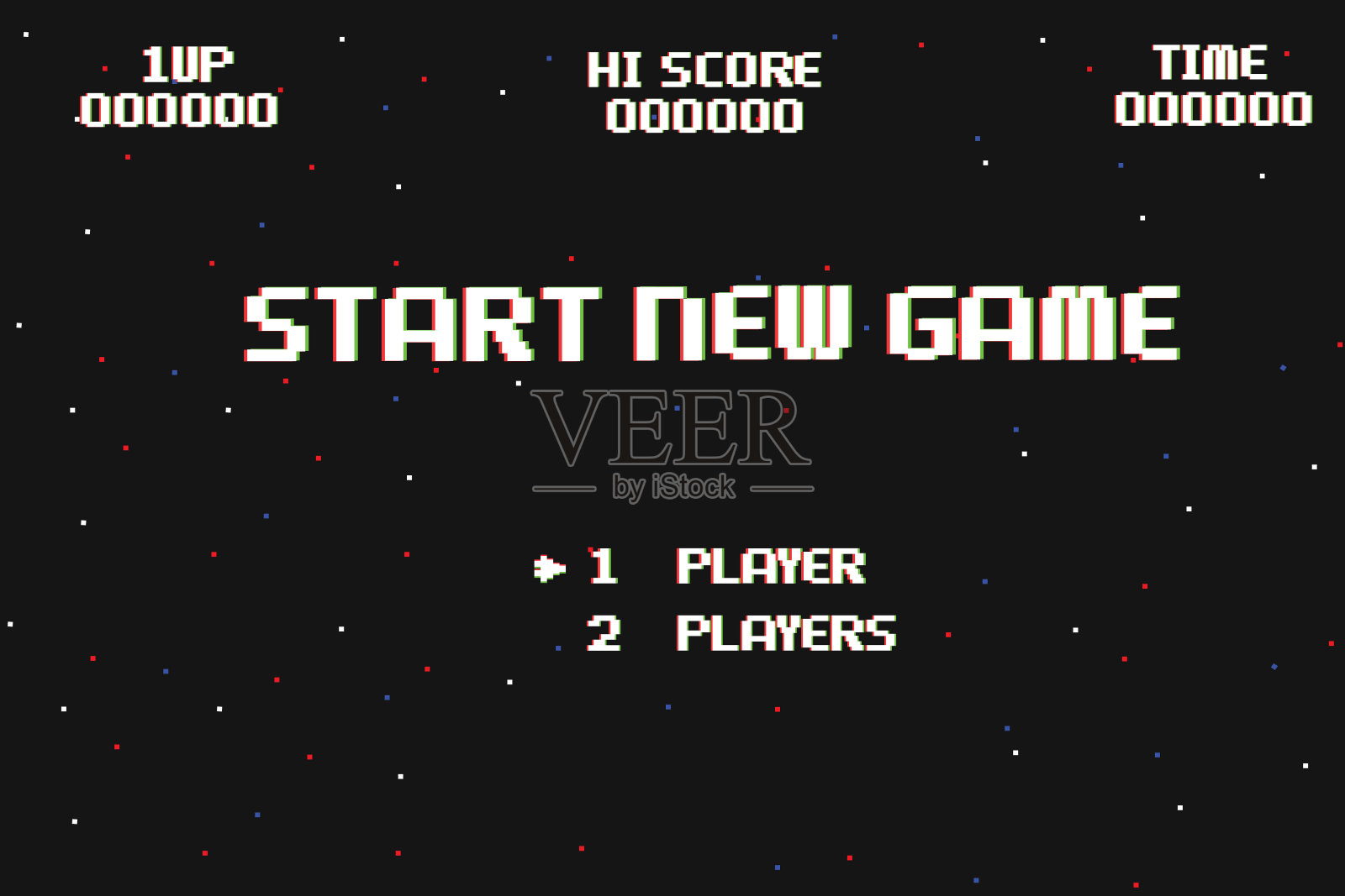 全新游戏并开始。复古游戏界面插画图片素材