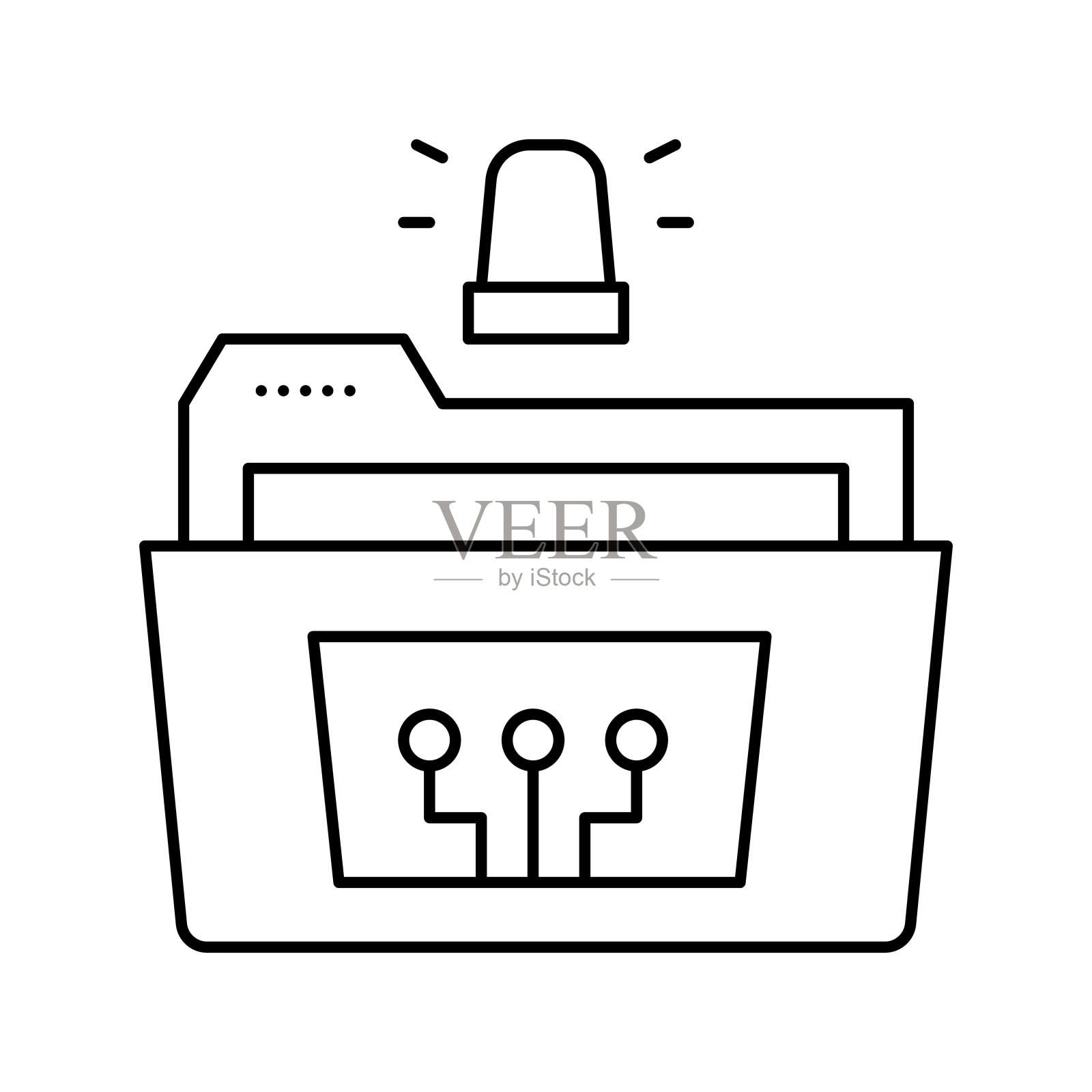 文件夹与调试报告行图标矢量插图插画图片素材