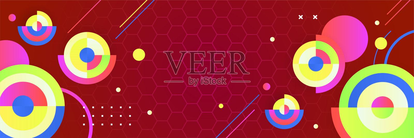 圆形空间暗红色彩色抽象设计横幅插画图片素材