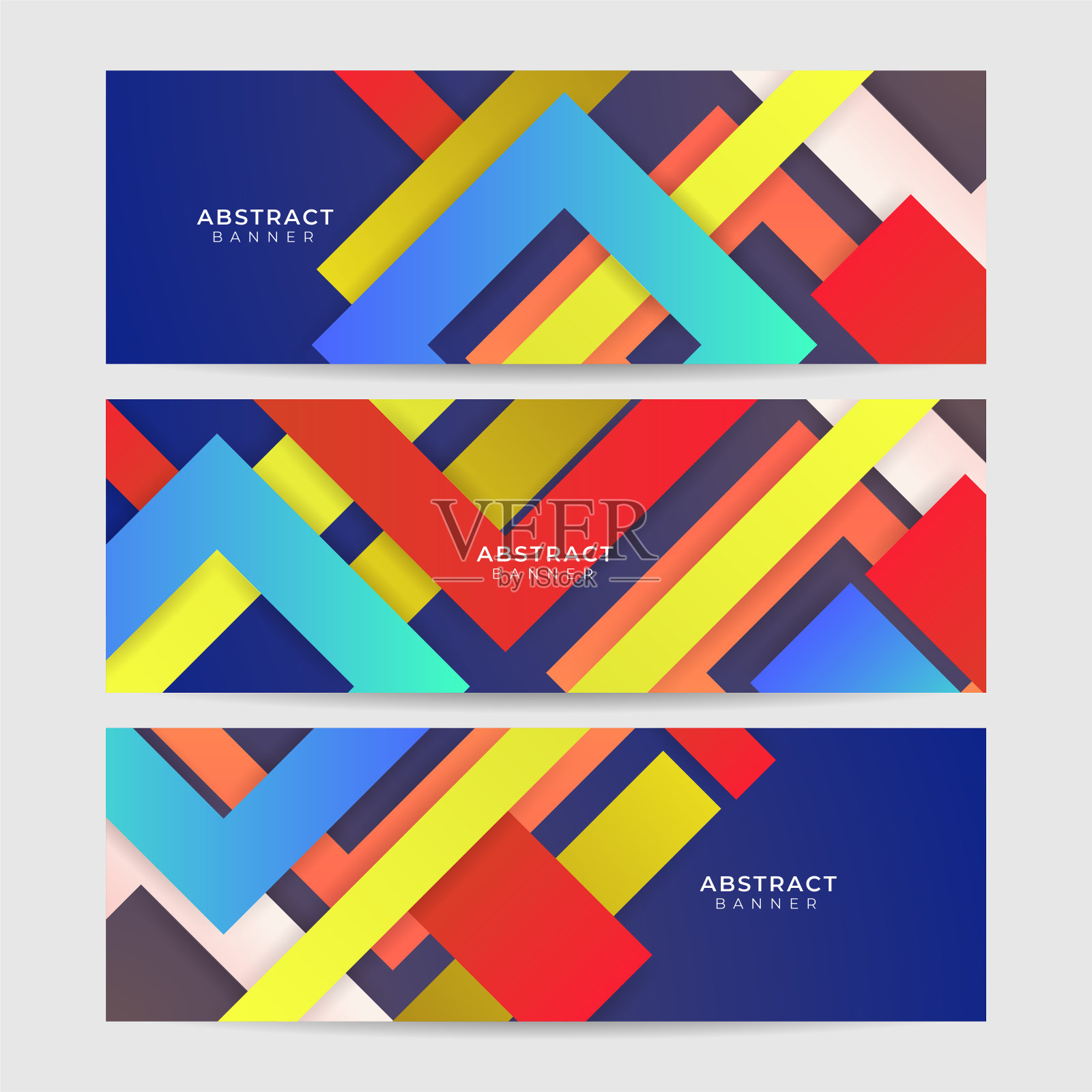 动态笔画正方形渐变蓝黄色彩色抽象设计横幅插画图片素材