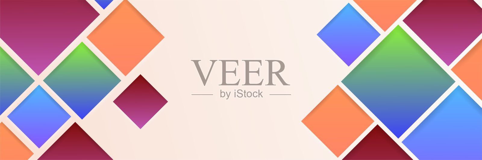 方形干净的蓝橙绿色多彩的抽象设计横幅插画图片素材