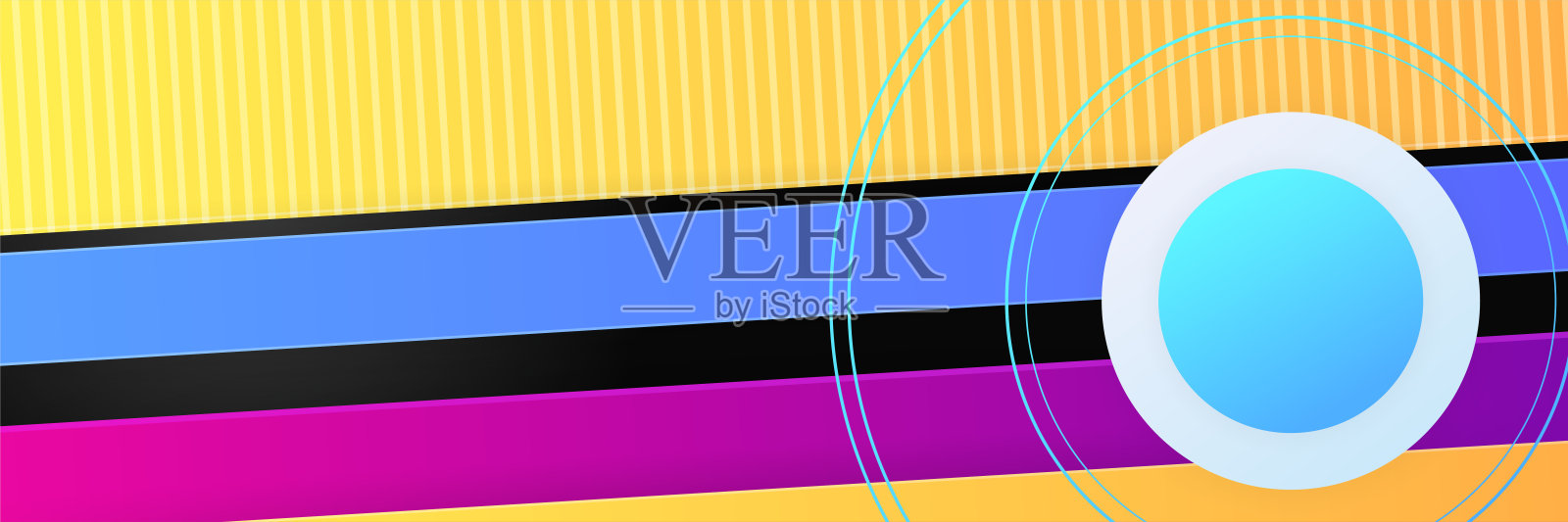 动态笔画线梯度蓝黄紫彩色抽象设计横幅插画图片素材