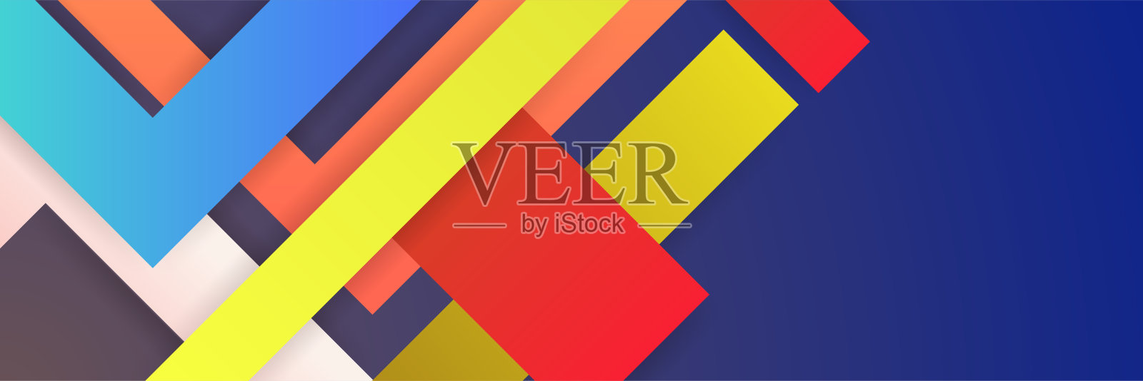 动态笔画正方形渐变蓝黄色彩色抽象设计横幅插画图片素材