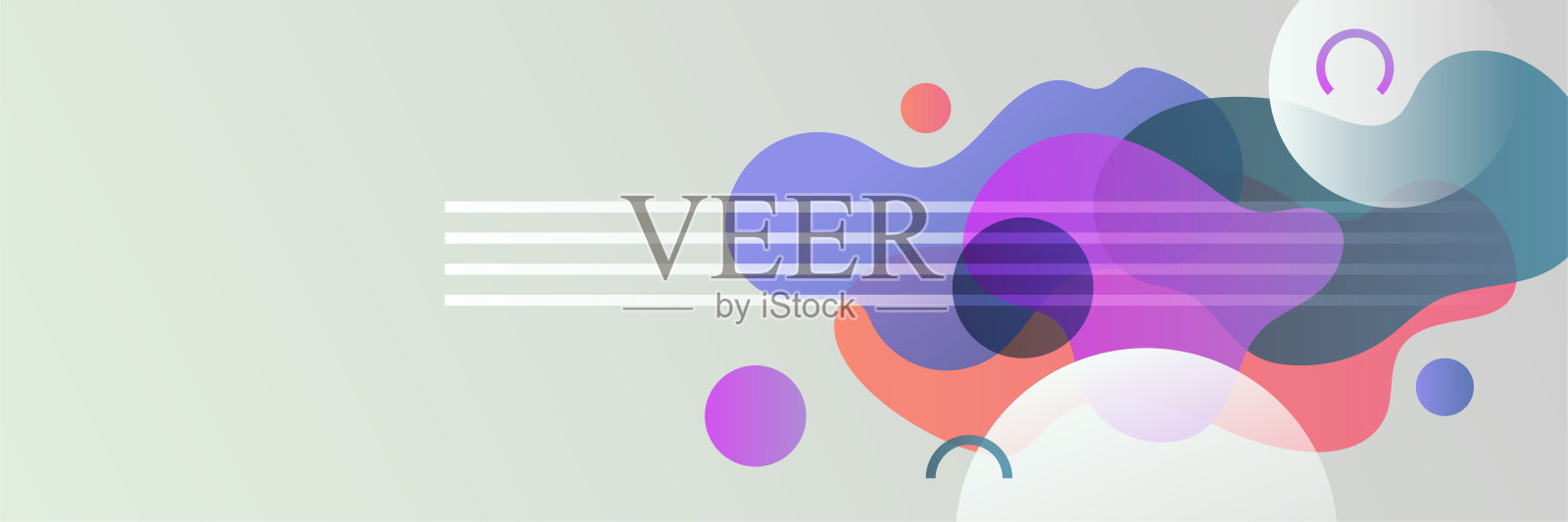 动态波浪梯度紫色绿色彩色抽象设计旗帜插画图片素材