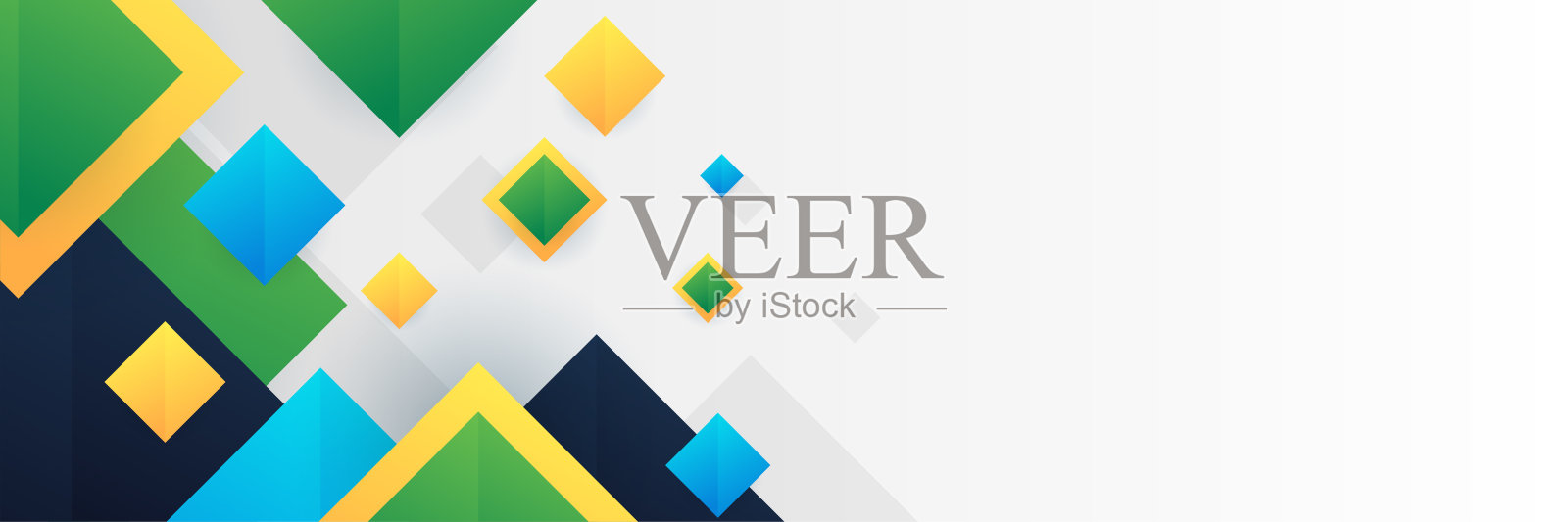 正方形干净，蓝色，绿色，黄色，多彩的抽象设计横幅插画图片素材